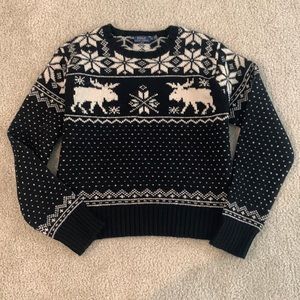 POLO Ralph Lauren Fair Isle Intarsia Moose Sweater Vintage 90s